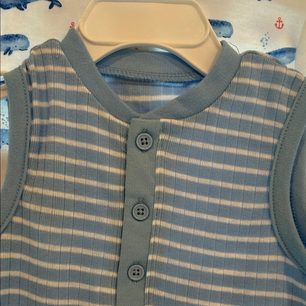 NWT Little Me Blue Infant Romper Set 2 pieces size 9 months Whale One-Piece